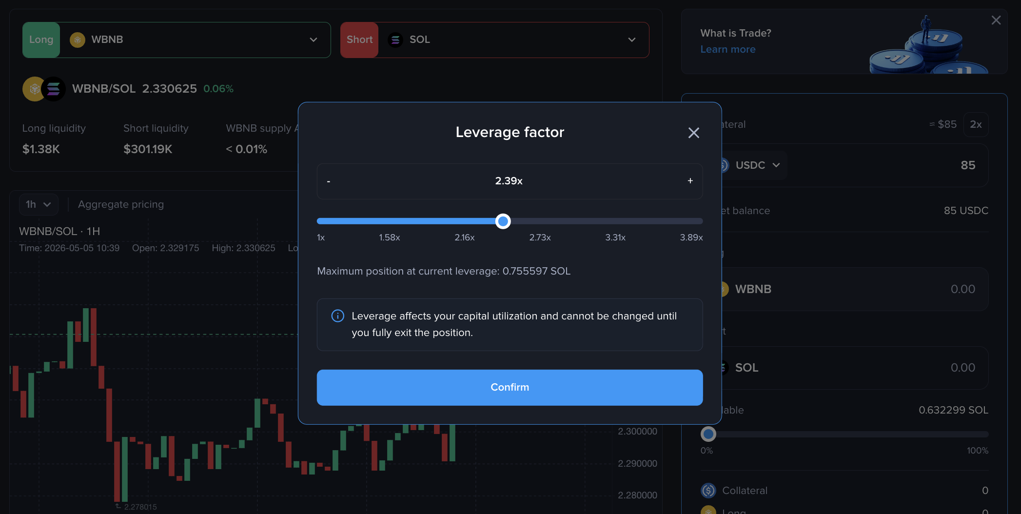Selecting leverage and short amount