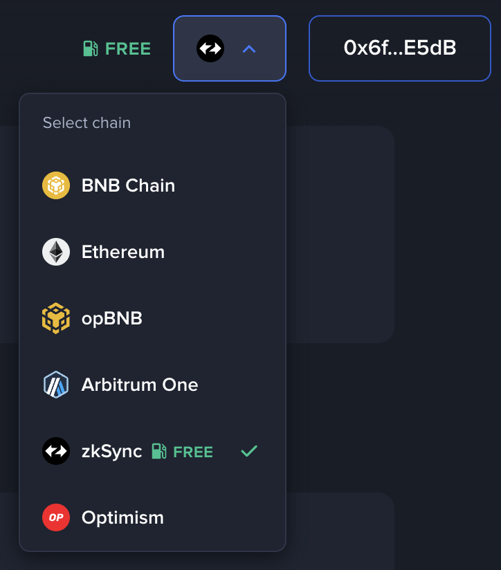 Selection of ZKsync network