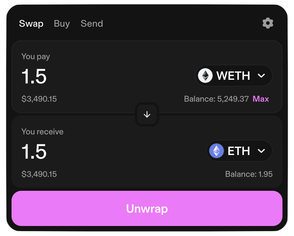 Unwrap ETH at Uniswap